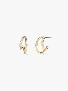 Gold Cubic Zirconia Zigzag Hoop Earrings